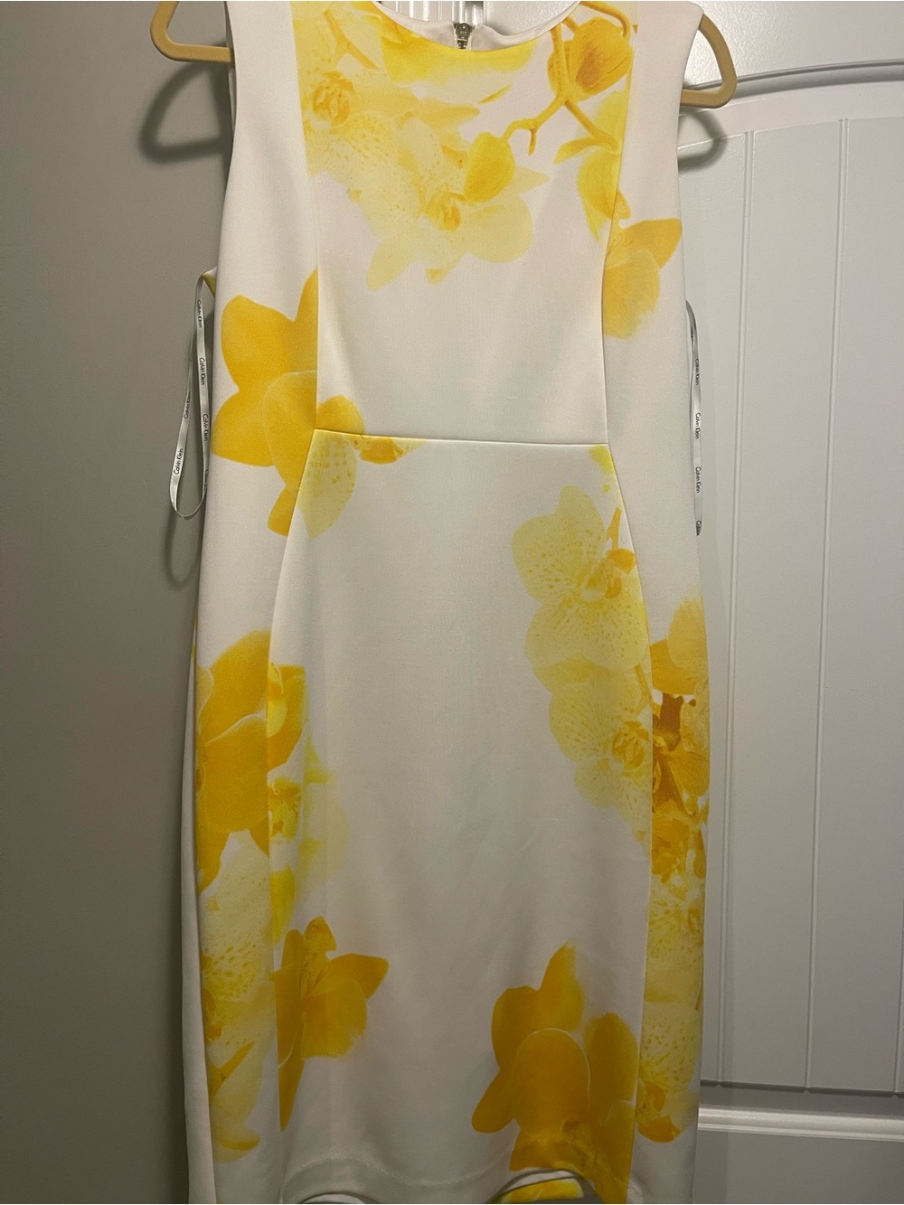 Calvin Klein White Dress with Yellow Floral Print